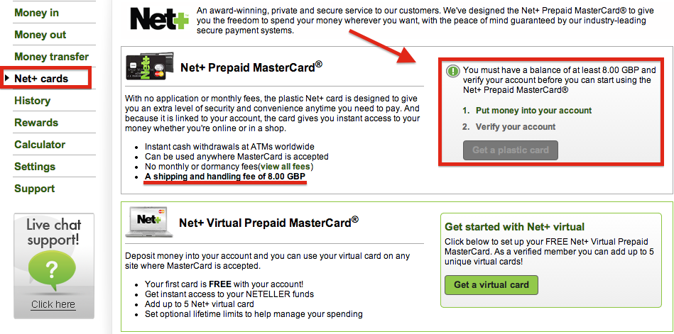 NETELLER Penarikan - Opsi penarikan melalui MasterCard Prabayar Net+
