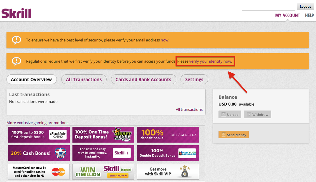 US Account Holders: Skrill Account Identity Verification