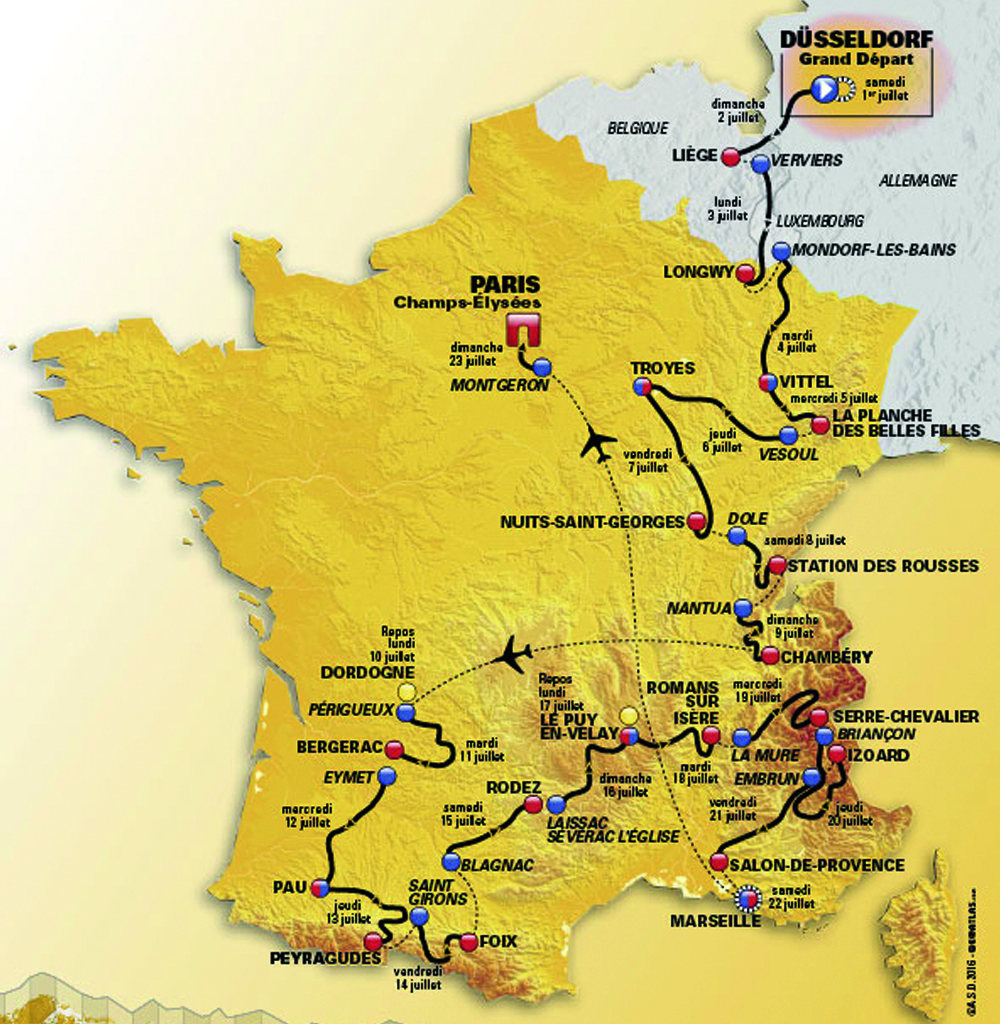 Itinerario de Ruta del Tour de Francia 2017