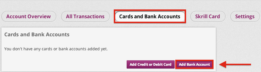 Skrill Add a Bank Account