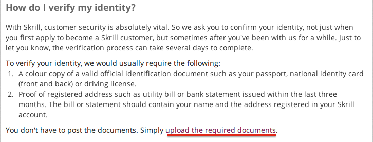 Skrill Account Verification Document Upload