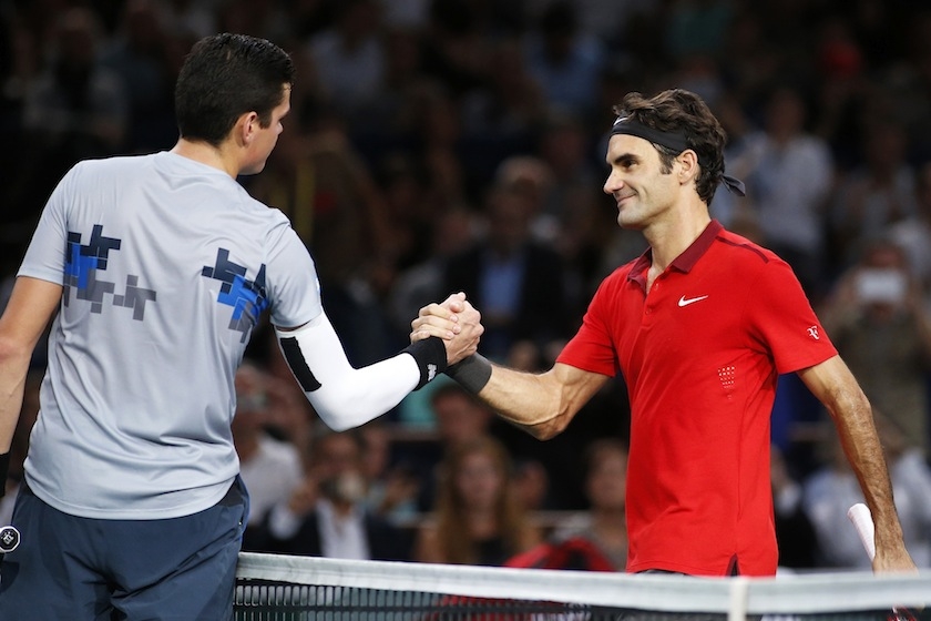 Milos Raonic defeating Roger Federer at the Paris Masters