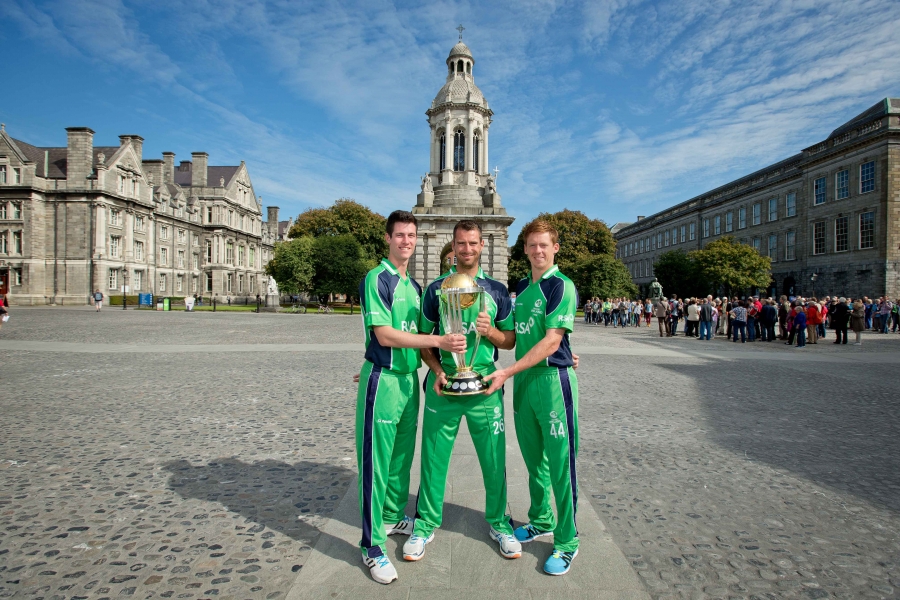 Irish Cricketers & Cricket World Cup Trophy