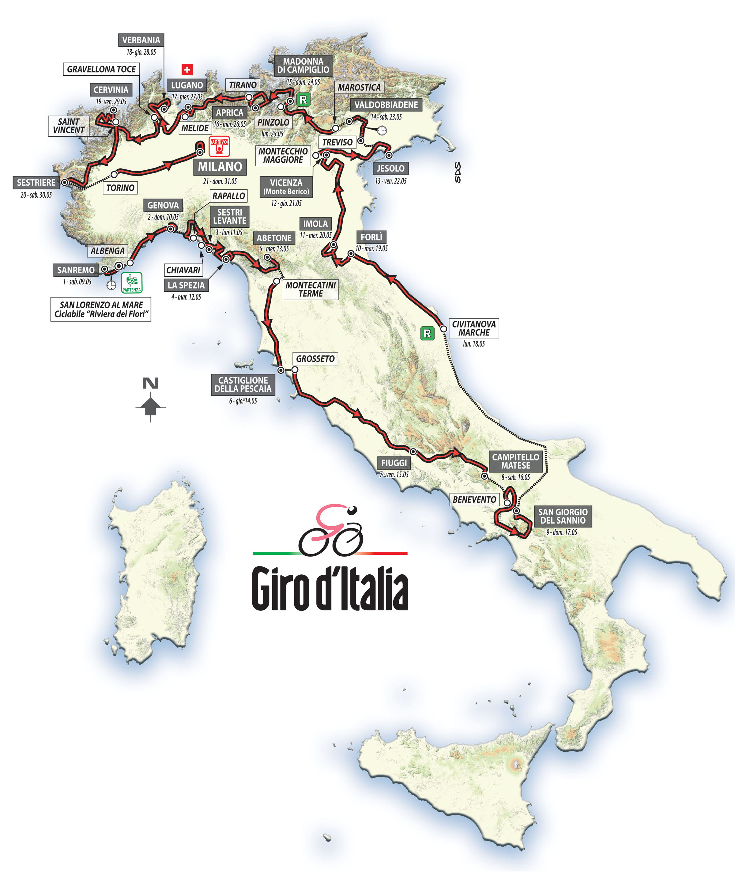 Giro d'Italia Route Map