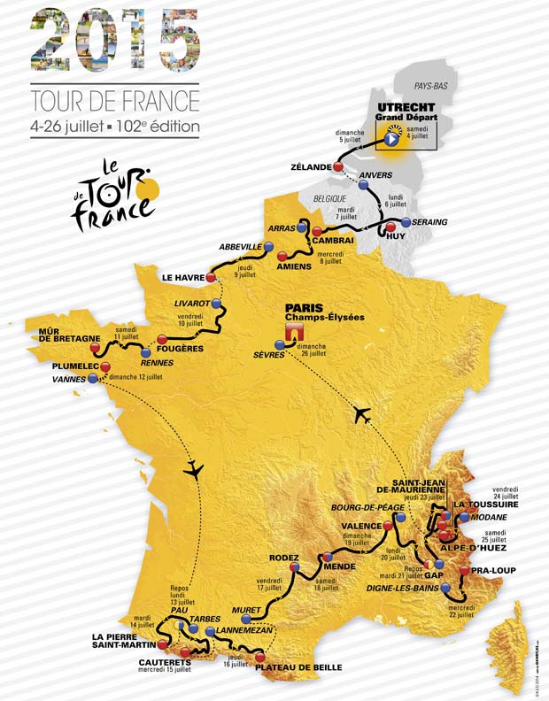 2015 Tour de France Route Map