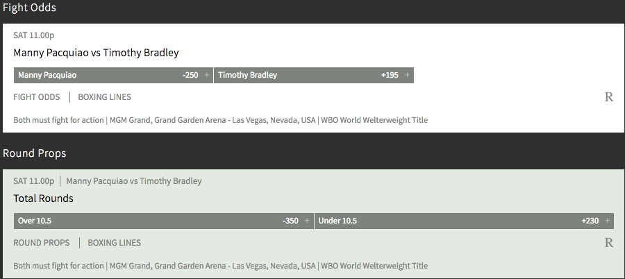 Pacquiao-Bradley III Match Odds