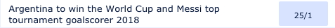 2018 World Cup Argentina & Messi Combo Odds