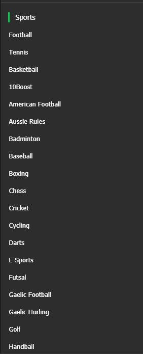 Sports Categories