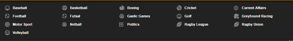 Betfair Sports List