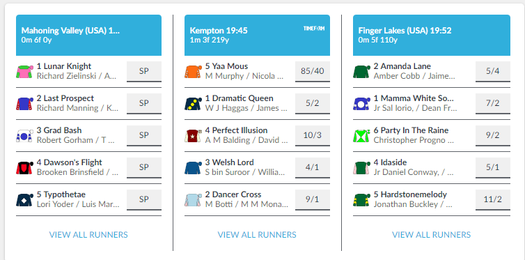 Horse Racing Odds Payout Chart