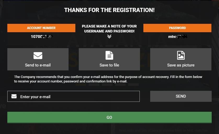 1xBit Registration Complete