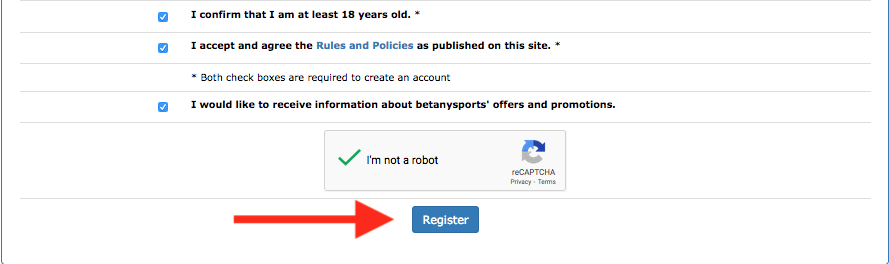 BetAnySports Account Registration