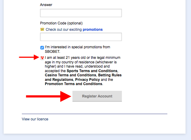 SBOBET Account Registration