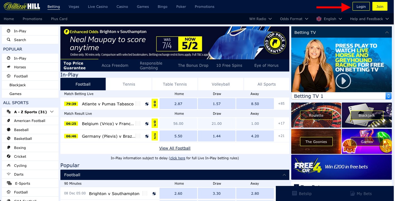 william hill account balance