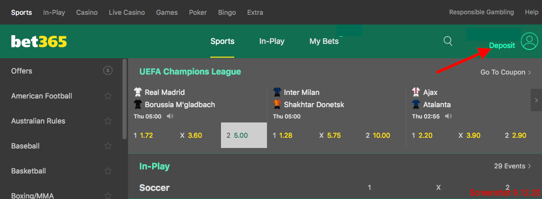 bet365 Deposit