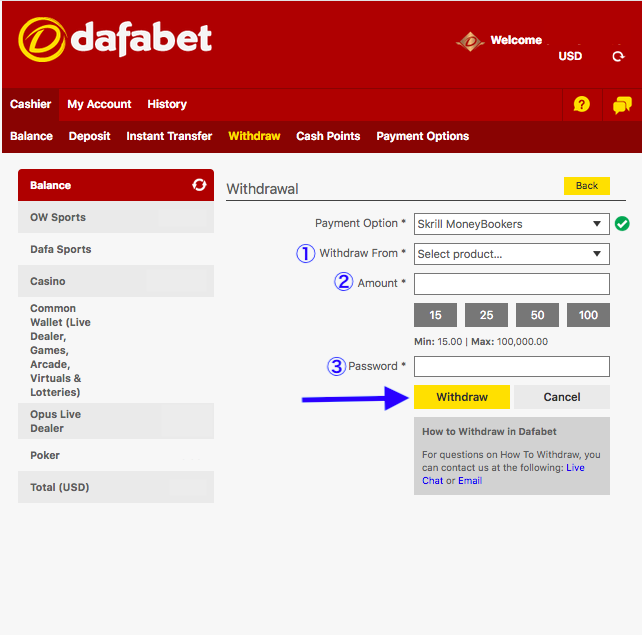 How to Withdraw from My Dafabet Account