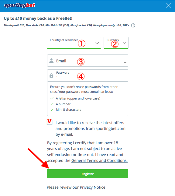 Sportingbet Register