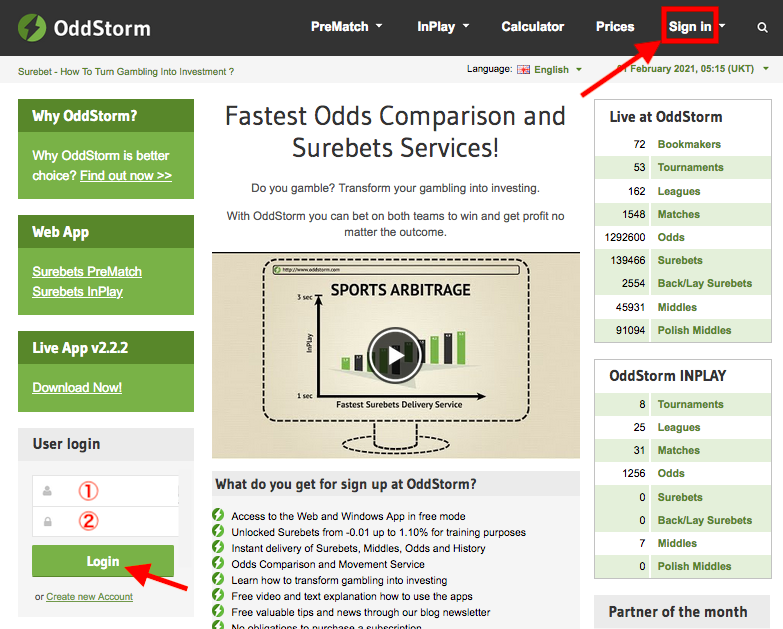 OddStorm Login