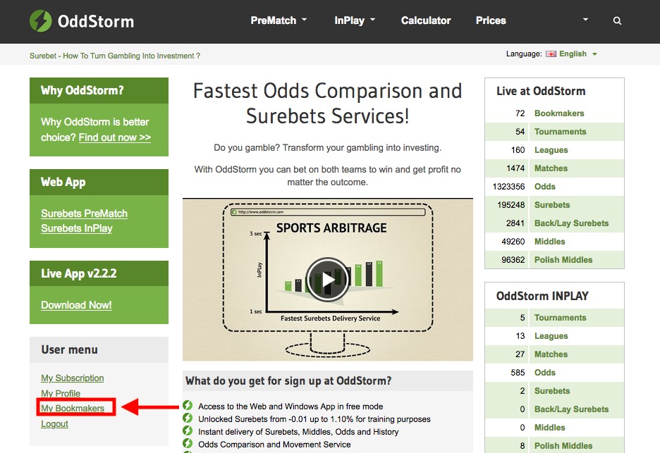 OddStorm My Bookmakers