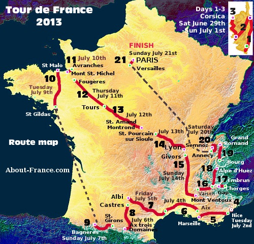 2013 ツール・ド・フランス レースマップ