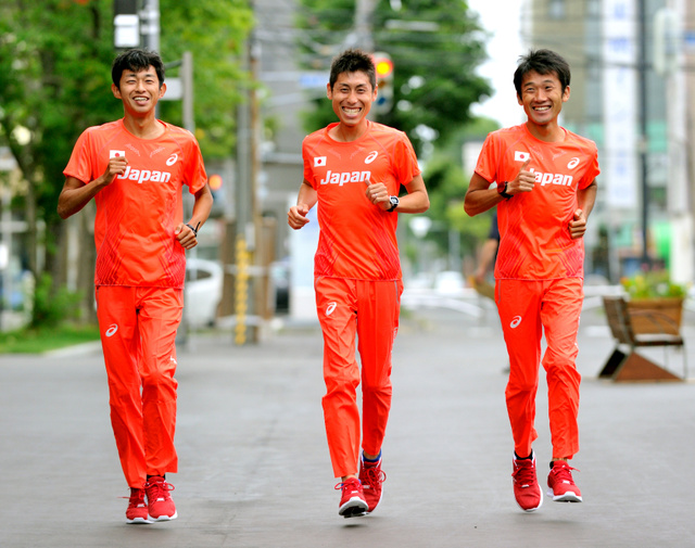 リオ五輪男子マラソンに出場する佐々木、北島、石川
