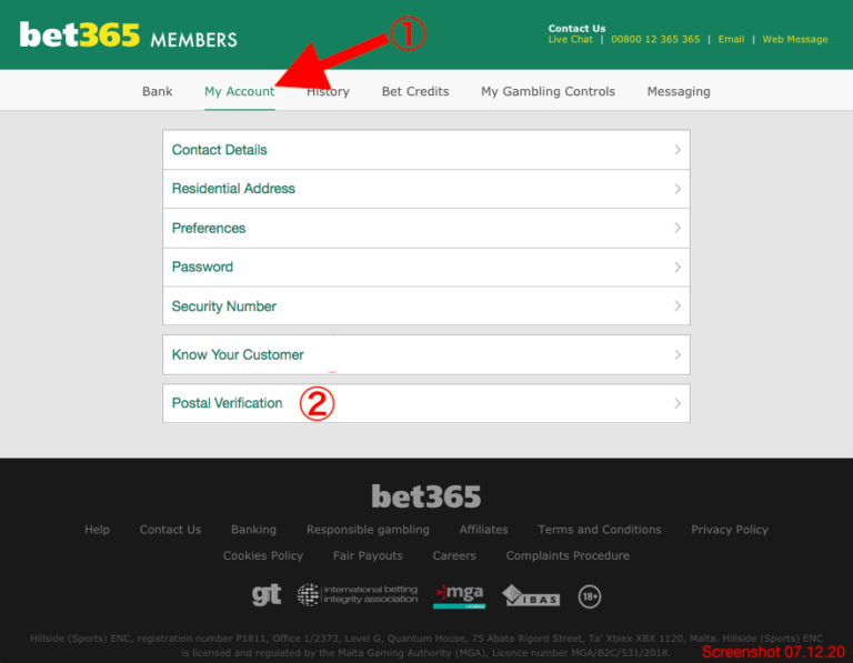 Postal verification code bet365 что это